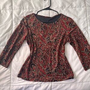 Vintage red paisley top